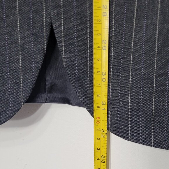 Bouet Men Black Gray Pinstripe 100% Wool Pockets Button Up Blazer Size 40R - Picture 13 of 15